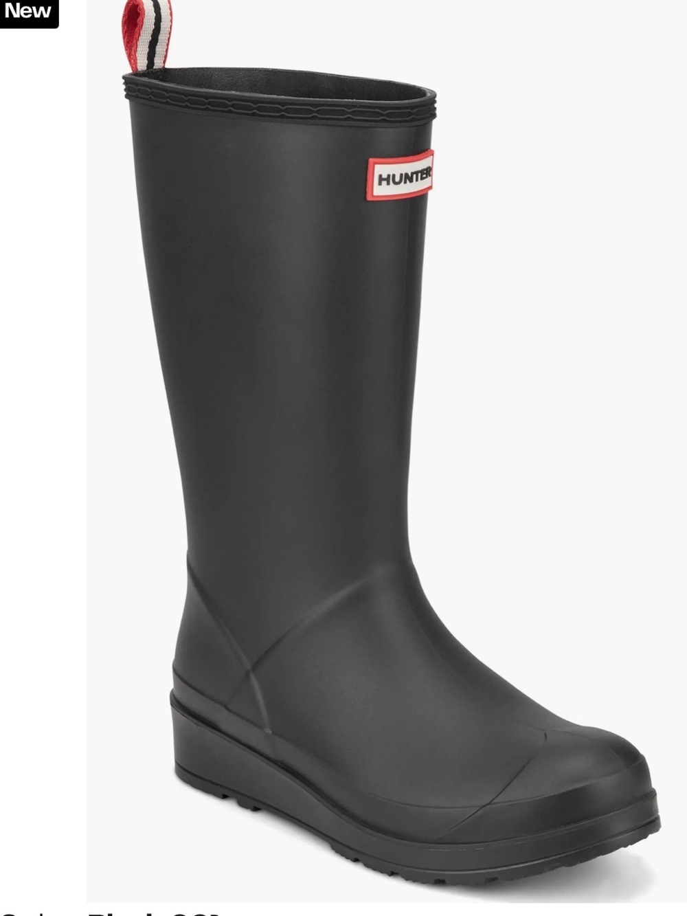 Hunter Black Waterproof Tall Rain Boots with Red Trim! New! 7
